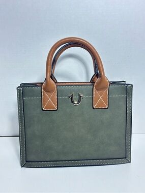 True Religion Grey And Brown Suede Handbag